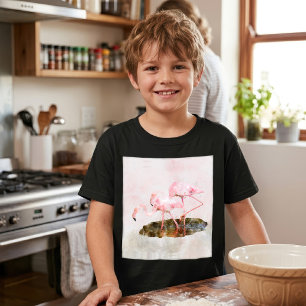 Rosa Flamingos Gesellschaft in Aquarellkunst T-Shirt
