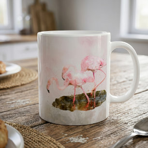 Rosa Flamingos Gesellschaft in Wasserfarbenkunst Kaffeetasse