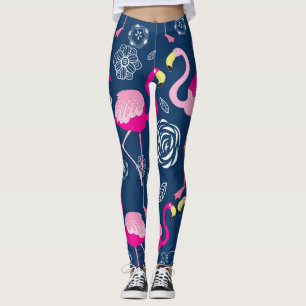 Rosa Flamingos: Grafisches dunkles Muster Leggings