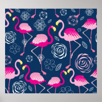 Rosa Flamingos: Grafisches dunkles Muster