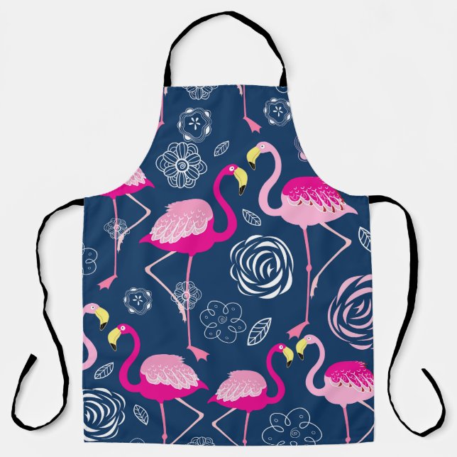 Rosa Flamingos: Grafisches dunkles Muster Schürze (Vorderseite)