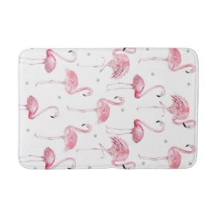 Rosa Flamingos Graue Tupfen Chic Tropisch Badematte