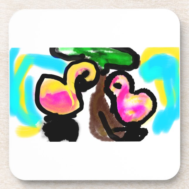 Rosa Flamingos Hochzeit Getränkeuntersetzer (Vorderseite)