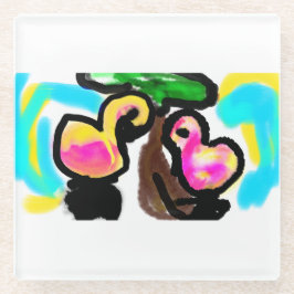 Rosa Flamingos Hochzeit Glasuntersetzer