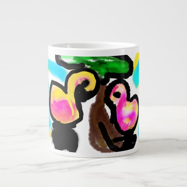 Rosa Flamingos Hochzeit Jumbo-Tasse (Vorderseite)