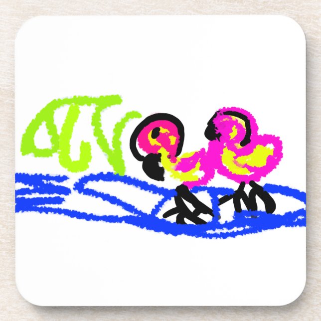 Rosa Flamingos Hochzeit Sommerspass Getränkeuntersetzer (Vorderseite)