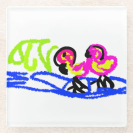 Rosa Flamingos Hochzeit Sommerspass Glasuntersetzer