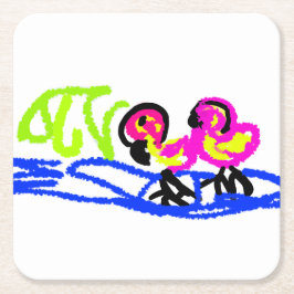 Rosa Flamingos Hochzeit Sommerspass Rechteckiger Pappuntersetzer