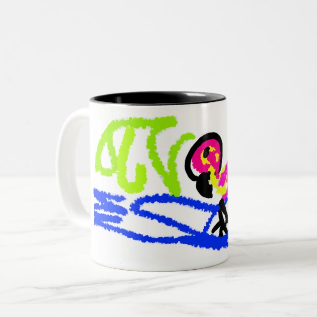 Rosa Flamingos Hochzeit Sommerspass Zweifarbige Tasse (Vorderseite Links)