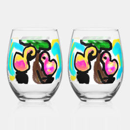 Rosa Flamingos Hochzeit Weinglas Ohne Stiel