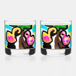 Rosa Flamingos Hochzeit Whiskyglas
