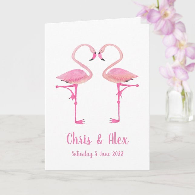 Rosa Flamingos Hochzeitskarte Karte (Orchidee)