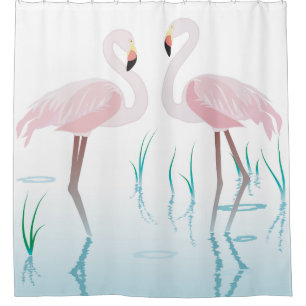 Rosa Flamingos im Teich Duschvorhang