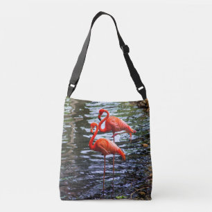 Rosa Flamingos im Wasser Tragetaschen Mit Langen Trägern