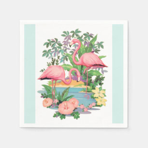 Rosa Flamingos in den Paradies-Papierservietten Serviette