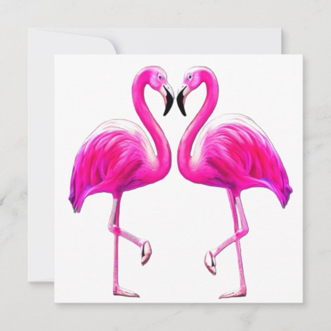 Rosa Flamingos in Liebe Einladung (Vorderseite)