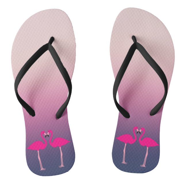 Rosa Flamingos in Liebe Flip Flops (Fußbett)