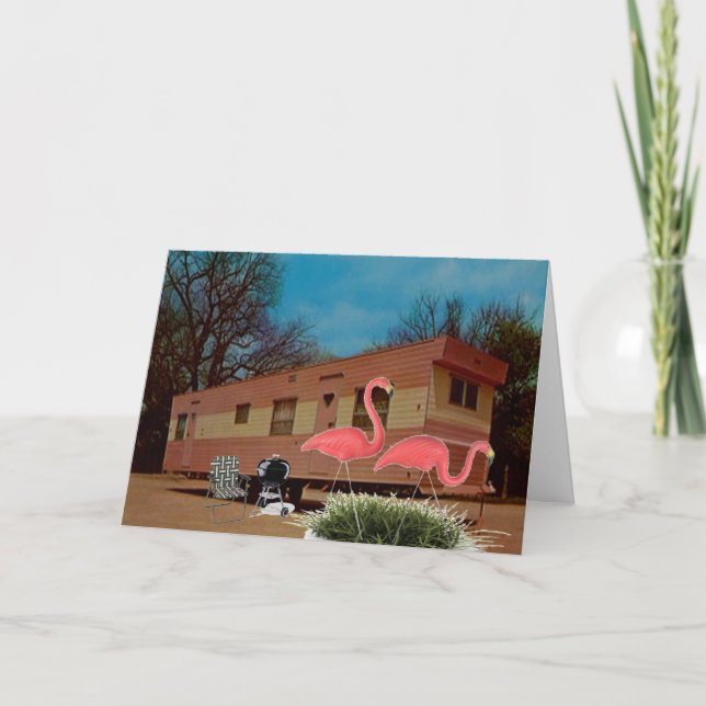 Rosa Flamingos Karte (Vorderseite)