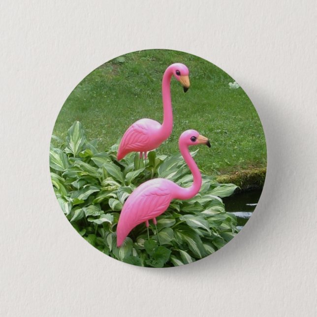 Rosa Flamingos Knopf Button (Vorderseite)
