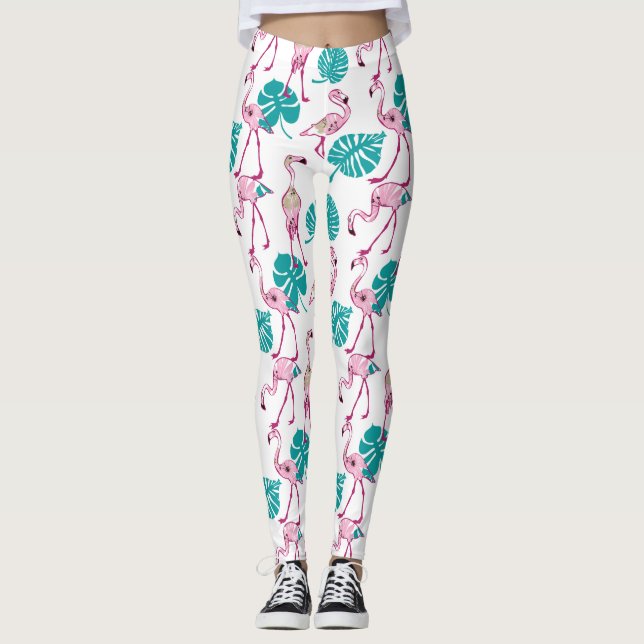 Rosa Flamingos Leggings (Vorderseite)