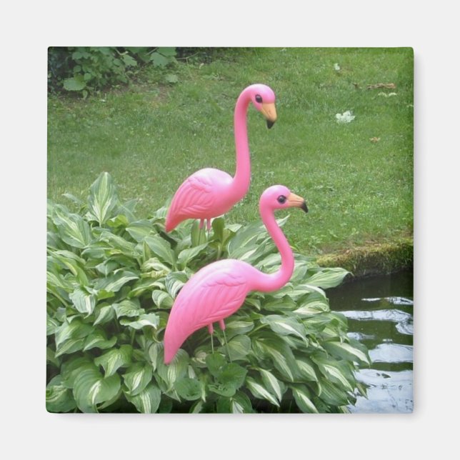 Rosa Flamingos Magnet (quadratisch) (Vorne)