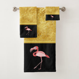 Rosa Flamingos mit blauen Augen Badhandtuch Set