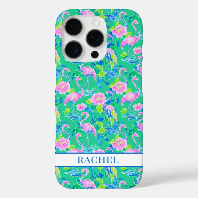 Rosa Flamingos mit Monogramm Case-Mate iPhone Hülle (Rückseite)