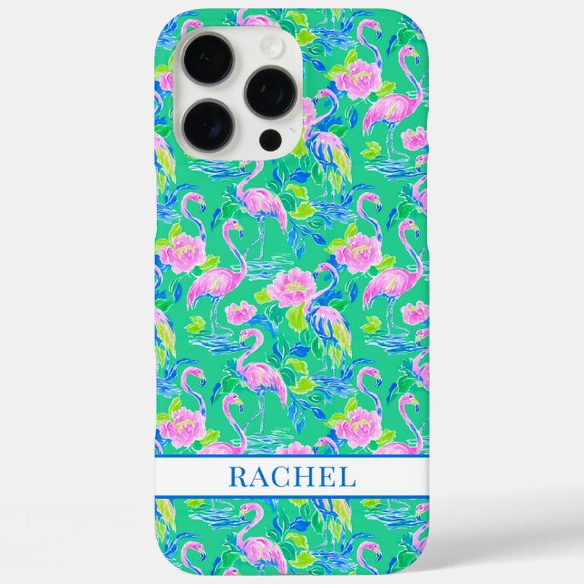 Rosa Flamingos mit Monogramm Case-Mate iPhone Hülle (Rückseite)