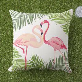 Rosa Flamingos mit Palm-Blätter Kissen