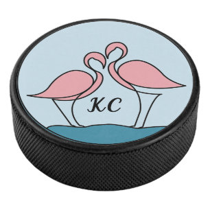 Rosa Flamingos Monogramm Kunst, oder Foto Eishockey Puck