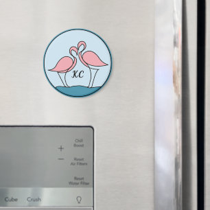 Rosa Flamingos Monogramm Kunst, oder Foto Küche Magnet