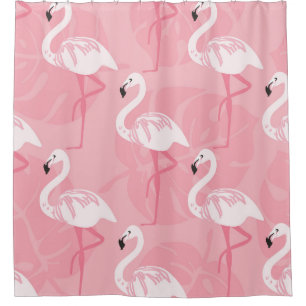 Rosa Flamingos: nahtlose Vintage Illustration. Duschvorhang
