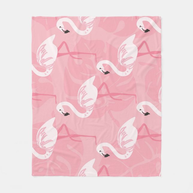 Rosa Flamingos: nahtlose Vintage Illustration. Fleecedecke (Vorderseite)