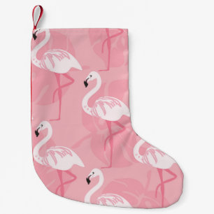 Rosa Flamingos: nahtlose Vintage Illustration. Kleiner Weihnachtsstrumpf