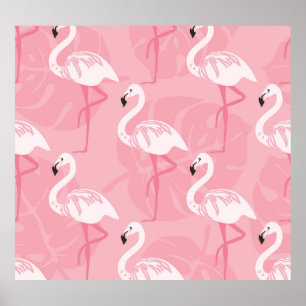 Rosa Flamingos: nahtlose Vintage Illustration. Poster