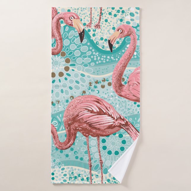 Rosa Flamingos, nahtloses Muster Badehandtuch (Badehandtuch)