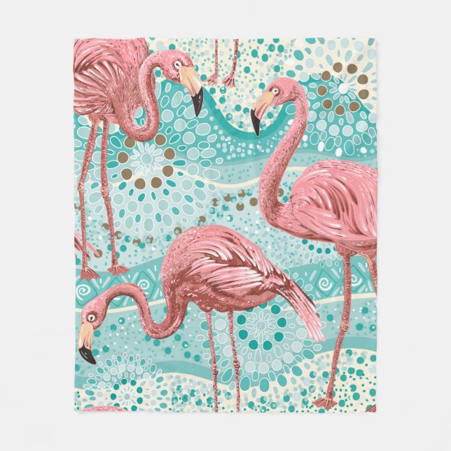 Rosa Flamingos nahtloses Muster Fleecedecke (Vorderseite)