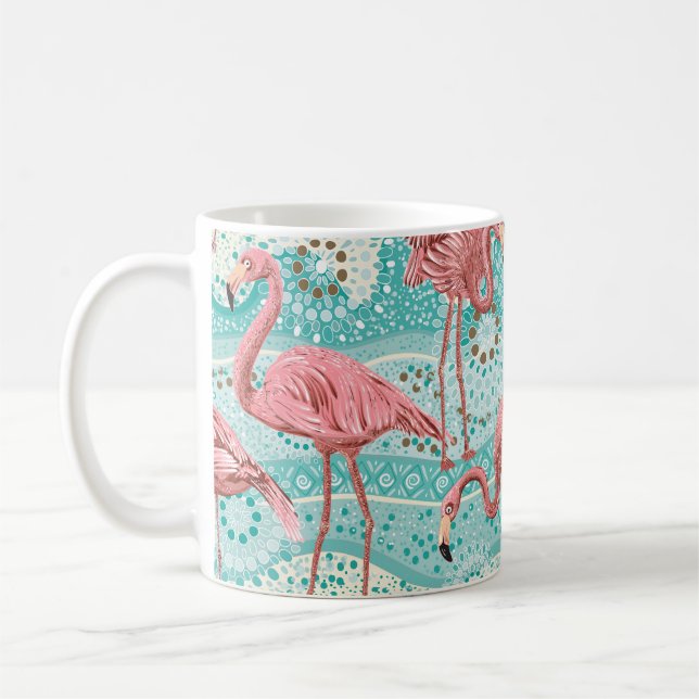 Rosa Flamingos nahtloses Muster Kaffeetasse (Links)