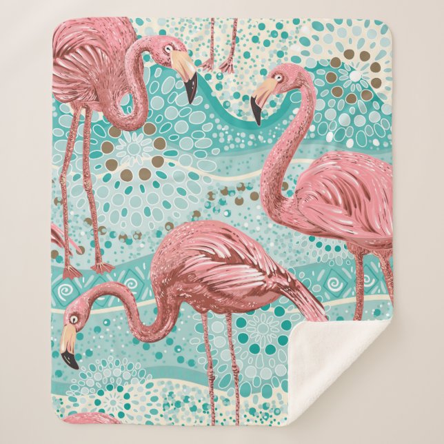 Rosa Flamingos nahtloses Muster Sherpadecke (Vorderseite)