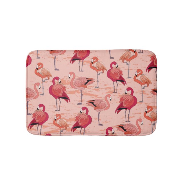 Rosa Flamingos: Nahtloses tropisches Muster Badematte (Vorderseite)