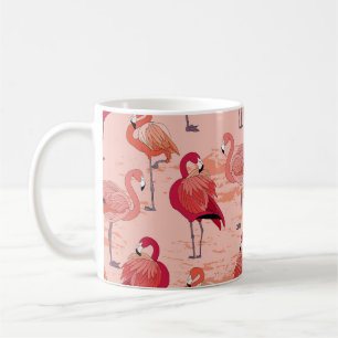 Rosa Flamingos: Nahtloses tropisches Muster Kaffeetasse