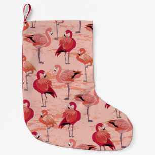 Rosa Flamingos: Nahtloses tropisches Muster Kleiner Weihnachtsstrumpf