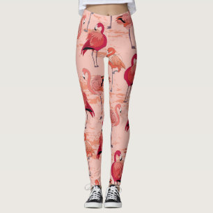 Rosa Flamingos: Nahtloses tropisches Muster Leggings