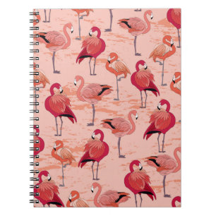 Rosa Flamingos: Nahtloses tropisches Muster Notizblock