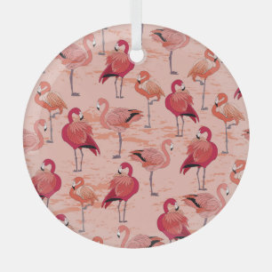 Rosa Flamingos: Nahtloses tropisches Muster Ornament Aus Glas