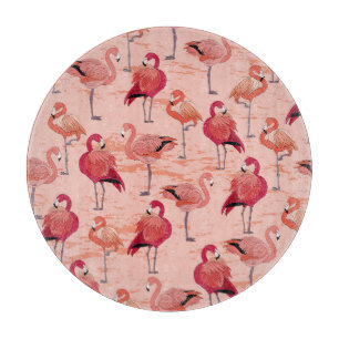 Rosa Flamingos: Nahtloses tropisches Muster Schneidebrett