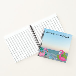 Rosa Flamingos Ozean-zentrierte Illustration Notizbuch