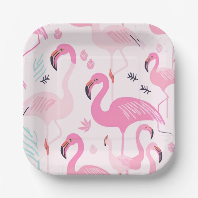 Rosa Flamingos Pappteller (Vorderseite)