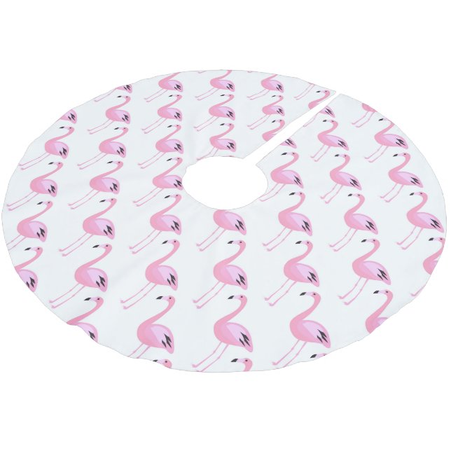 Rosa Flamingos Polyester Weihnachtsbaumdecke (Schrägansicht)