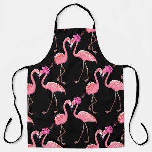 Rosa Flamingos: Schwarzer Hintergrund Vintage Schürze